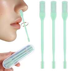 Bremorou Nose Hair Trimmer 3 Pcs Double Sided Knife Cutter 2-In-1 Nose Manual Trimmer 360° Rotating Nasal Hair Razor Portable Cutter Clippers For Men Women (Green) - Green - View 1