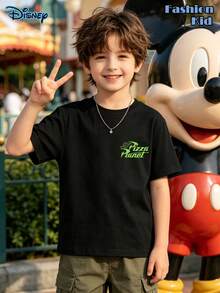 Retro Pizza Planet Boys' Short Sleeves, Toy Story Comfortable Green Pattern Shirt, Toy Story Alien T-Shirt, Pizza Planet Alien Shirt, Children's Clothes, Toy Story Friends, Disney 2026 Children's Tee, 180G Pure Cotton Children's T-Shirt, Boys And Girls' T-Shirt, Daily Casual Wear - màu đen - Xem 2