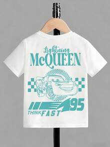 Disney Cars Lightning McQueen Kids' Tee, No.95 Double-Sided Print Retro Kids' Wear - 白色 - 查看 2