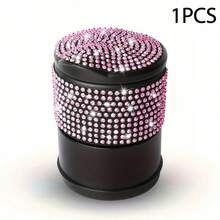 Sparkling Rhinestone Ashtray With Lid, Sealed Smoke Odor-Proof Car Accessory, Fully Crystal-Embellished Elegant Design, Portable For Multiple Scenes, ABS Wear-Resistant Car Interior Modification Part - Diamond-encrusted Car Ashtray - View 10