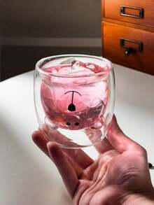 1個熊造型雙層玻璃杯 耐熱 Ins 風格拿鐵咖啡杯 果汁牛奶杯 居家飲用水杯 適用客廳、餐廳、甜點店、禮物、聚會、學校 - 白色 - 查看 2