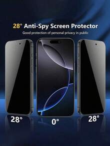 2pcs Full Screen Anti-Peeping Anti-Explosion Tempered Glass Screen Protector, Compatible With IPhone 17/16/15 Pro Max/14 Plus, Also Compatible With IPhone 16/15/14/13/11 Pro/X/XS Max/17e, Privacy Screen Protector, Suitable As Birthday Gift For Family And Friends, Essential Phone Accessory - Black - View 5