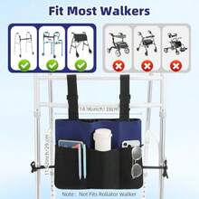 Walker Bag Walker Baket For Folding Walker With Cup Holder 7 Pocke With Adjutable Trap Rope Foldable Walker Acceorie For Enior Blue And Black - EBlue Black - View 2