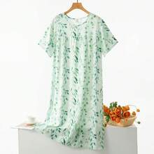 Vestido de dormir con estampado Floral para mujer, ropa de dormir holgada para el hogar, camisón bonito con estampado de cereza, novedad - MH-14 - Ver 1