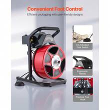 Drain Cleaner Machine 50 FT X 1/2 Inch, Manual Feed Sewer Snake Auger With 4 Cutters & Air-Activated Foot Switch For 2" To 6" Pipes - 查看 6