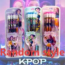 12 piezas Juego de lápices con diseños de ídolos de K-Pop, lápices de grafito HB con tapas de goma y sacapuntas, 12 piezas Lápices de escritura con temas de anime, adecuados para estudiantes y fans de K-Pop (estilos aleatorios) - Multicolor - Ver 8
