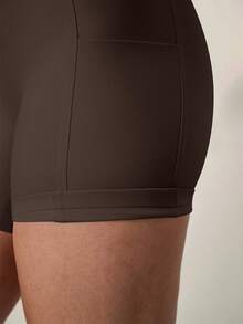 TimeOff 1 Set Women's Solid Color Fitted Short Sleeve T-Shirt And Shorts Sports Suit - Coffee Brown - View 6