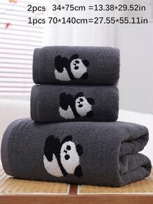 QIBHI 1/2/3pcs Optional, Pure Cotton Yarn-Dyed Embroidered Cartoon Cat Face Towel Or Bath Towel, Absorbent And Soft, Holiday Decoration, Suitable For Bathroom, Hotel, Gym, Travel, Gift, Salon, Sports, Outdoor, Beach, School, Back To School, Travel Accessories, Home Essentials, Towel, Skin Care - Grey - View 13