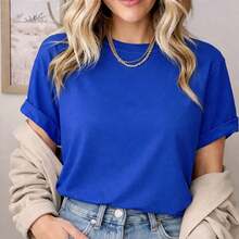 Women's Brazil Flag T-Shirt, 100% Cotton, Basic Design (Vd) - Màu xanh lam - Xem 3