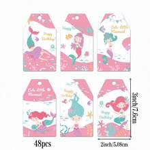 48pcs Paper Mermaid Theme Gift Tags, Creative Mermaid Gift Decoration Hang Tags, Gift Packaging Labels - View 2