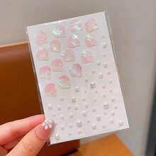 1張蝴蝶仙女極光免膠指甲/臉部貼紙，3D幻彩蝴蝶+仿珍珠水鑽組合，自黏設計且不傷皮膚，易貼易撕無殘膠，適用於臉頰、眼角、頭髮、指甲等 - 多款 - 查看 9