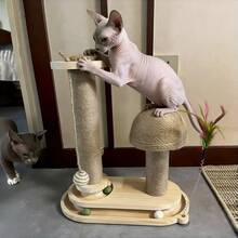 1件装豪华实木双面猫抓柱，剑麻绳抓板，耐用不掉毛剑麻抓柱，逗猫棒，猫玩具球，猫跳台 - 38.5*23*15 - 查看 3