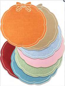 1/2/4pcs, Festive Bow Fabric Placemat, Suitable For Wedding Party Table Decoration Placemat, PVC Hot Stamping Placemat Simple Fashion Table Mat, Coffee Machine Mat, Non-Slip Heat Insulation Mat, Suitable For Wedding Parties, Festive Celebrations, Picnic Camping, Birthday Banquet Table Decoration Placemat - Multicolor - View 1