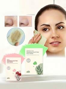 100pcs Facial Blotting Papers, 100 Sheets Linen Pulp Textured Fragrant Oil Absorbing Papers, Portable Makeup Tools - Multicolor - View 7
