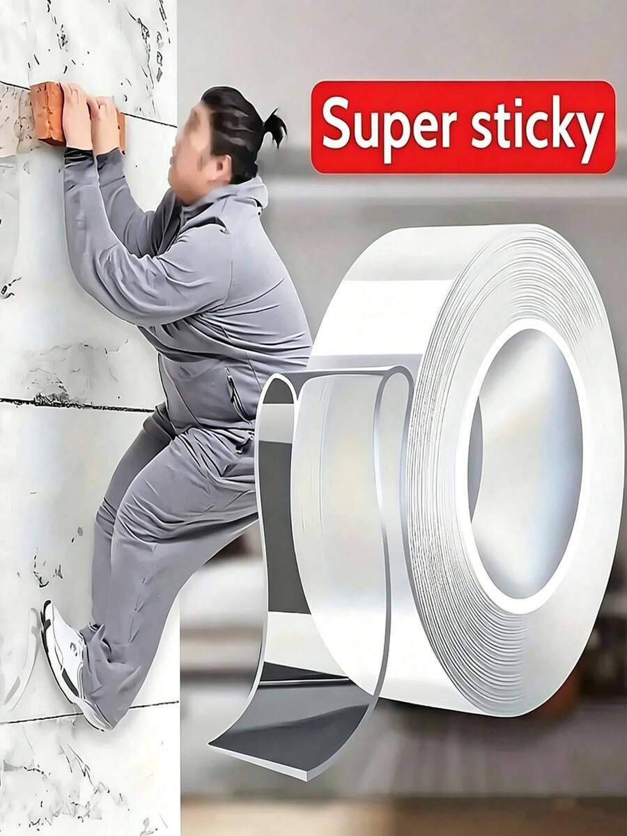 6卷装 - 1卷强力防水双面纳米胶带（长度5米，厚度1.2毫米） - 超强粘性，可重复使用，用途广泛，是圣诞装饰、DIY手工和日常家居使用的理想之选。