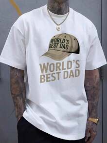 [Best Dad T-Shirt] World's Best Dad Men's Black T-Shirt | With Hat Graphic Print - Perfect Father's Day Gift. - 黑色 - 查看 7