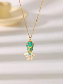 1pc Fashion Niche Personalized Design High-End Creative Necklace, 18K Solid Gold Movable Koi Fish Pendant Necklace, 3D Movable Fish, Suitable For Women To Wear On Holidays, Birthdays Or As A Gift - Multicolor - View 8