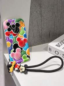 Disney Mickey Mouse Clubhouse Phone Case : 3D Fluffy Pattern Border Protector Phone Soft Phone Case With A Free Cute Mickey Bracelet Chain Lanyard, Mickey, Minnie, Goofy, Donald Duck, Daisy Duck, Pluto, For Apple 17 Promax 17 Pro 16 15 14 13 12 11 Pro Max XS Max X XR Soft Cover Summer Phone Case - 白色 - 查看 5