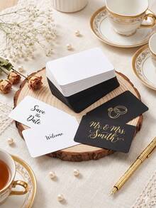 100 tấm thiệp trắng trơn, thiệp chúc mừng tự làm đen trắng, thiệp ghi tên khách mời đám cưới, thiệp mời cưới, đồ dùng tiệc tốt nghiệp năm 2026, tiệc sinh nhật, thiệp viết tay, thích hợp để ghi chú, bưu thiệp, đánh dấu sách, nhắn tin. - thẻ - Xem 2
