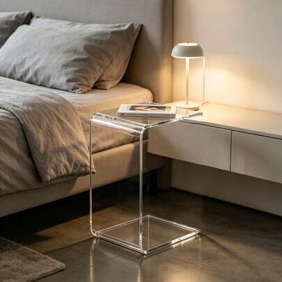 Transparent Acrylic Edge Table, Durable PMMA Material, Modern Edge Table Suitable For Living Room, Office, Room Decor, Storage, Organizer