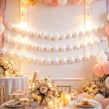 12 piezas Guirnalda de perlas falsas blancas grandes con forma de corazón, adecuada para escaleras del hogar, bodas, árboles de Navidad, decoraciones de fiesta, decoración de colgantes de perlas grandes, decoración de fondo, accesorios fotográficos, bodas y fiestas - Donación de amor - Ver 2