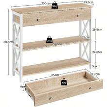 Light Oak Metal Frame Console Table With Storage Drawer 100x29.5x81cm For Living Room Entryway Hallway Bedroom Sofa Side Table - 淺橡木 - 查看 3