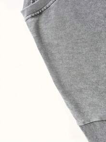Estampado creativo con diseño de moda, estilo retro lavado para mujer - 230 g de grosor, cuello redondo, manga corta, estilo distintivo, lavable a máquina pero no apto para limpieza en seco, ropa casual para primavera y verano, corte holgado. - Gris - Ver 3