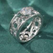 A Simple Yet Elegant Hollow Ring With An Arched Pattern Design. This Handmade Jewelry Piece For Women Is Perfect For Wearing At Wedding Parties And An Excellent Gift For Your Beloved Lady. - Silver - View 1