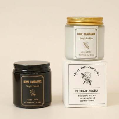 Vela perfumada de cera de soja de larga duración de 24 horas, combustión limpia sin humo, frasco de vidrio negro mate, aceites esenciales naturales, adecuada para decoración del hogar, relajación, dormitorio y regalos