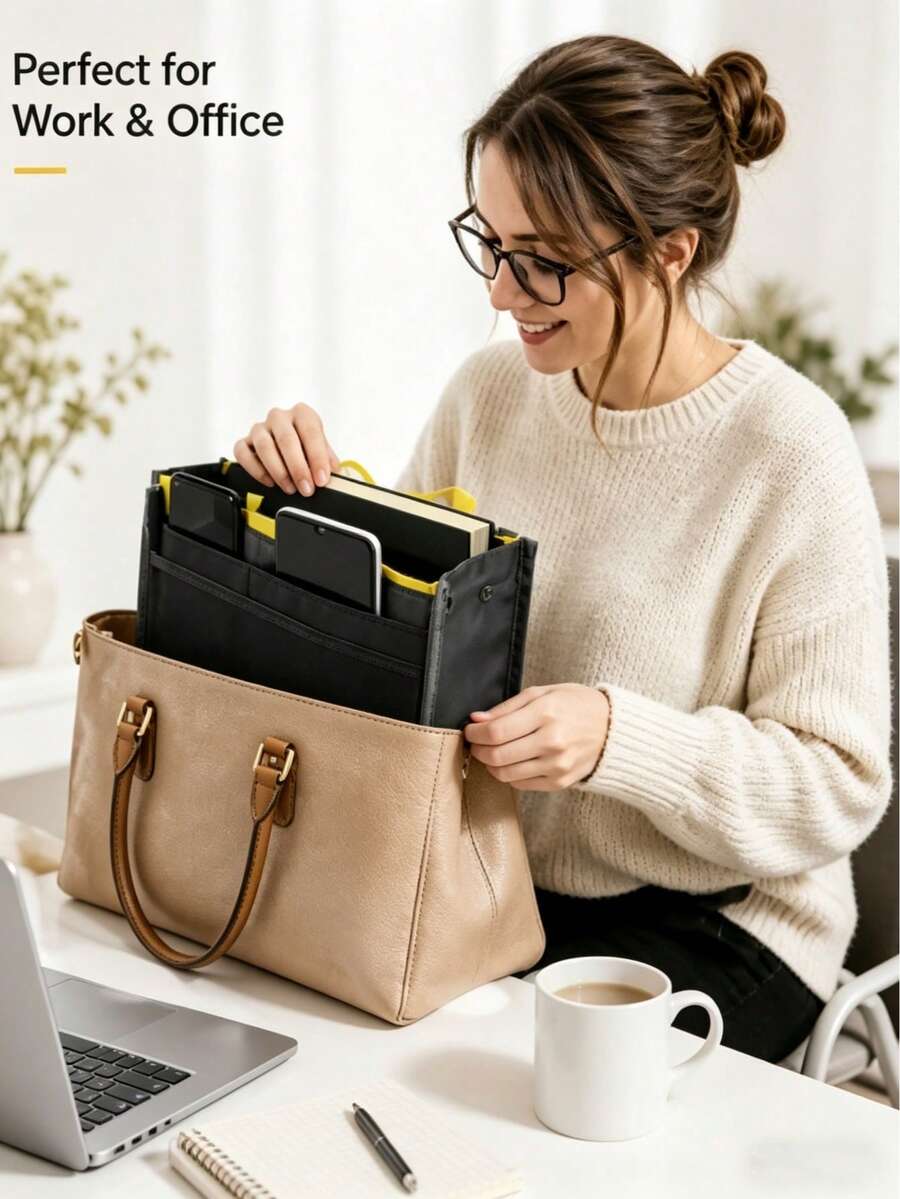 XD 13口袋多功能加厚尼龙收纳内袋，优雅纯灰色，小巧设计，可适配各种手提包和钱包，女士日常必备收纳包，适合护士、教师、返校季使用，便携百搭