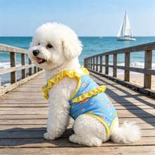 1PC Cool Outdoor Pet Swimsuit,  Dog Water Play Outfit, Lightweight Summer Clothing, Suitable For Leisurely Strolls On The Beach, A Decorative Piece For Summer Gatherings, A Unique And Creative Gift For Pets, Specifically Designed For Outdoor Beach Play, Suitable For Warm Weather - màu xanh nhạt - Xem 4