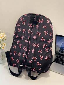 Mochila de gran capacidad de unicolor para hombres, bolsa de viaje minimalista de moda, adecuada para uso casual, estilo japonés, estilo universitario, desplazamientos y otros - Negro - Ver 4