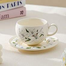 Set de tasses à latte givré à fleurs françaises bulbeuses 280ml, cadeau de mariage, cadeau de shower de mariée, tasse à thé en céramique d'été avec soucoupe - Multicolore - Voir 15
