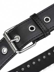 1pc Metal Punk Style Rivet Belt, Punk PU Leather Belt With Screw Rivets, Gothic Belt With Pyramid Rivets, Suitable For Men And Women - Black Bullet - View 6