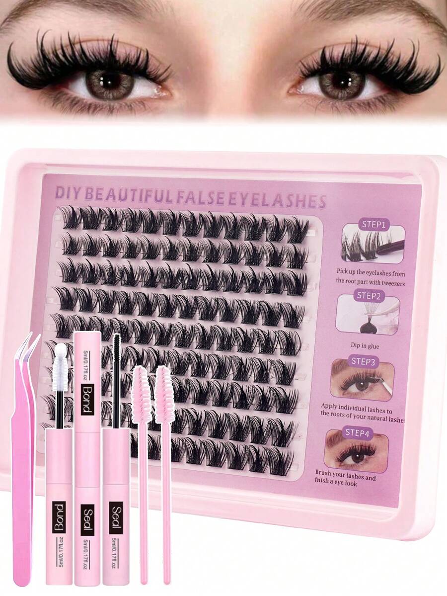 108 pièces Kit d'extension de cils style bande mince super douce et confortable pour un port toute la journée, facile à couper et à appliquer, convient pour le maquillage quotidien, les fêtes ou les sorties. Kit d'extension de cils DIY, cils individuels de 10 à 18 mm, comprend la colle à cils, le scellant et la pince à épiler, pour un usage personnel (10-18 mm, set)