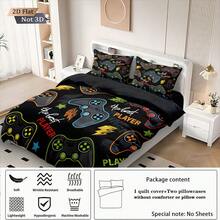 3pcs Video Game Controller Pattern Bedding Set (1 Duvet Cover + 2 Pillow Shams, No Filling), Soft & Breathable Polyester Fabric, Suitable For All Seasons, Easy Care, Fits Twin/Full Size, Suitable For Home, Dorm, Apartment, Hotel, Vacation, And Gift - Multicolor - View 8
