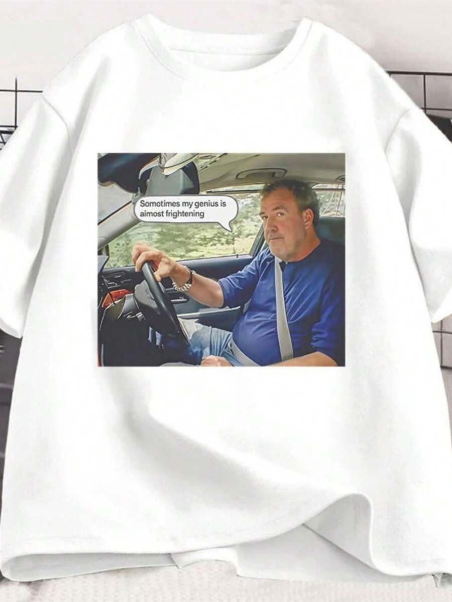 Women's T-ShirtsJeremy Clarkson Funny Sometimes My Genius Is Almost Frightening T-Shirt Men Women Retro Fashion Cotton Short Sleeve T-Shirts - 白色 - 查看 1