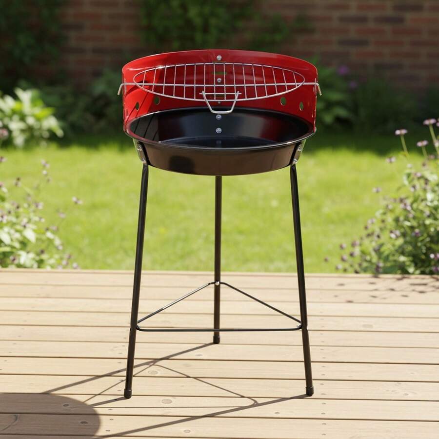 Inde ALGON | Charcoal Barbecues With Zinc-Plated Grill, Round, Rectangular And Tabletop Models In Various Sizes, Portable Barbecues For Garden, Terrace Or Camping - 直徑 33 厘米 - 查看 1
