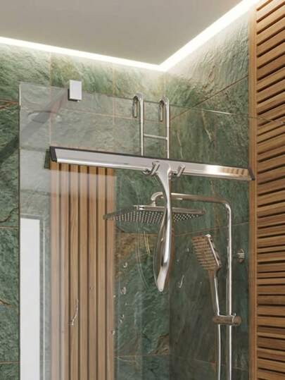 Escurridor multiusos de acero inoxidable, con cuchilla de goma reemplazable para ducha de vidrio, limpiaparabrisas de mano para agua, adecuado para rasqueta de vidrio, limpiador doméstico de agua, limpiaparabrisas de ventana, eliminador de agua, aplicable a puertas de ducha, baños, ventanas y cristales de automóvil