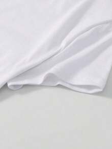 Camiseta de manga corta para mujer con estampado de eslogan, cuello redondo, estilo casual y versátil, para el tiempo libre. - Blanco - Ver 3