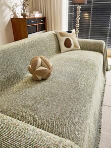 1 chiếc chăn phủ sofa bằng vải chenille, kiểu dáng Bohemian, chống bụi, chống bám bẩn, chống phai màu, bảo vệ sofa khỏi vết cào của mèo, phù hợp cho mọi mùa, có thể giặt máy. - màu xanh lá - Xem 7