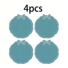 1/2/4pcs, Festive Bow Fabric Placemat, Suitable For Wedding Party Table Decoration Placemat, PVC Hot Stamping Placemat Simple Fashion Table Mat, Coffee Machine Mat, Non-Slip Heat Insulation Mat, Suitable For Wedding Parties, Festive Celebrations, Picnic Camping, Birthday Banquet Table Decoration Placemat - Multicolor - View 9