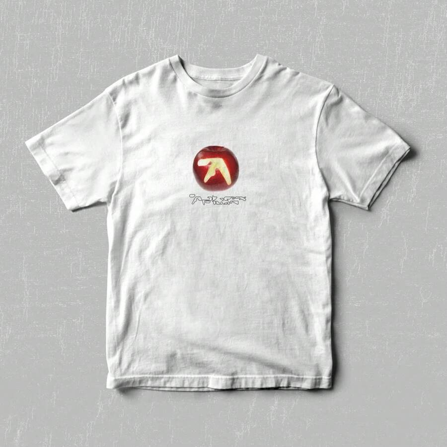 Aphex Twin Apple Logo Tee - Y2K Unisex Clothing - Black - View 1