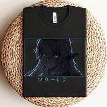 Frieren Stare, Cool Anime T, Uni Anime, Frieren The Slayer, Frieren Clone, Frieren Vs Fernunisex, Made With 220g High-Density Pure Cotton. Unisex Cotton Travel Shirt - Quick-Drying And Minimal Wrinkles. Suitable For All People, Whether Women Or Men. Durable, High-Quality Fabric Suitable For All Occasions, Soft To The Touch But Designed To Last. Breathable Tops. Women's Autumn Sets. Women's Vacation Sets. Women's Halloween Costume. - Black - View 7