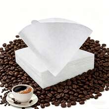 50/100/200pcs V-Shaped Coffee Filter Paper, Coffee Tea Filter Paper, Suitable For Filter Cup, Size V01/V02, White, 50pcs/100pcs/200pcs Per Pack, Made From Natural Wood Pulp, High-Quality Filter Paper Without Additives, Suitable For American Coffee, Home And Travel Pour-Over Coffee - Multicolor - View 6
