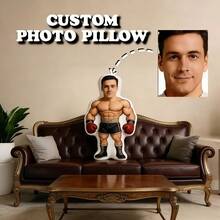 1 pieza Almohada con forma de guante de boxeo con cara personalizada y divertida, impresión digital de alta definición, clara y no desvanecible, con forma 3D que se ajusta al diseño del guante de boxeo, tela transpirable y amigable con la piel, fácil de limpiar, adecuada para el Día del Padre, San Valentín, el Día de los Inocentes, cumpleaños, graduación, Navidad, San Valentín blanco, un regalo conmemorativo único para papá, novio, hermano - Multicolor - Ver 5