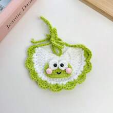 Handmade Crocheted Pet Frog Accessory Set: Cute Lemon Tomato Hat, Collar, Bib, Pet Birthday Gift, Photo Props - Green - View 4