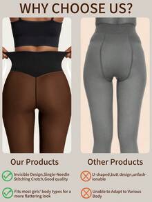 Medias de cintura alta color café transparentes para mujer, suaves y amigables con la piel, efecto adelgazante, mate, unicolor, versátiles, para primavera y otoño, para ir al trabajo - Bronce - Ver 3