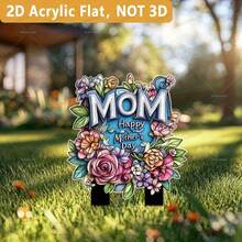 2D Flat Acrylic Memorial Plaque, Mom Memorial Garden Stake, Waterproof Rose Memorial Plaque For Outdoor Mourning, Suitable For Outdoor Garden Cemetery Decoration - B - View 6