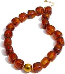 Mchic Colorful Beaded Choker Necklace Women: Boho Large Square Acrylic Beaded Necklace Stainless Steel Adjustable Surfer Beach Strand Summer Handmade Jewelry Women - Đầy màu sắc - Xem 1